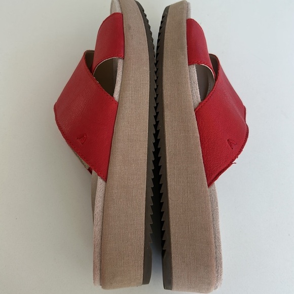 Vionic Hayden Red Leather Wedge Platform Slides Sandals Size 8.5 - Picture 10 of 13